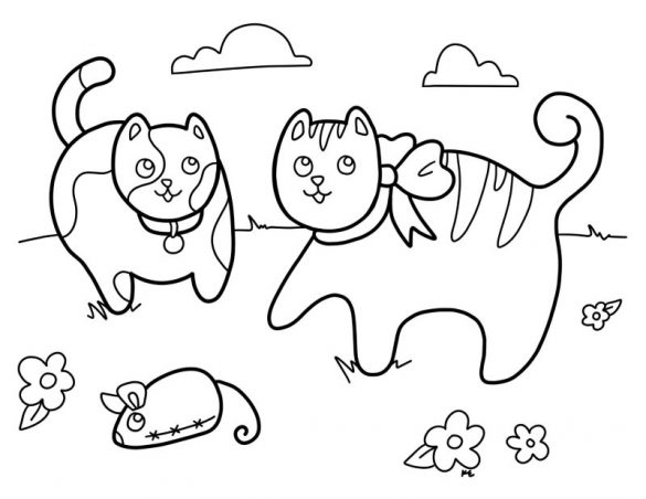Cute Cat Coloring Page